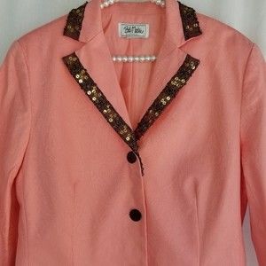 🔥 BOB MACKIE STUDIO jacket sequin beads coral XL